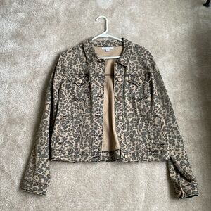 Animal print denim jacket